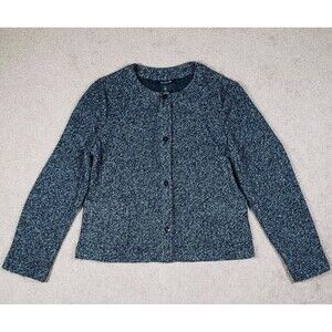 Talbots Women's Blazer Jacket Size 14 Black/White Bottons Front Pockets